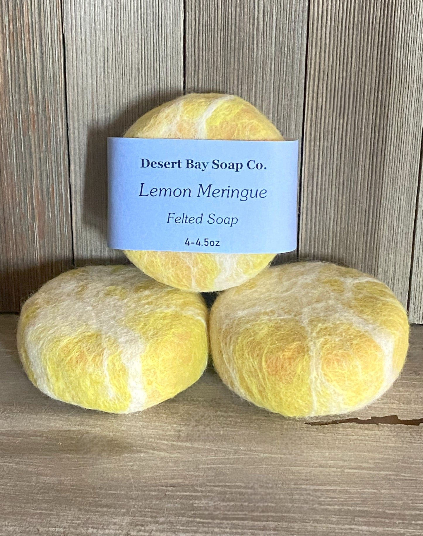 Round Lemon Meringue Felted Soap Bar