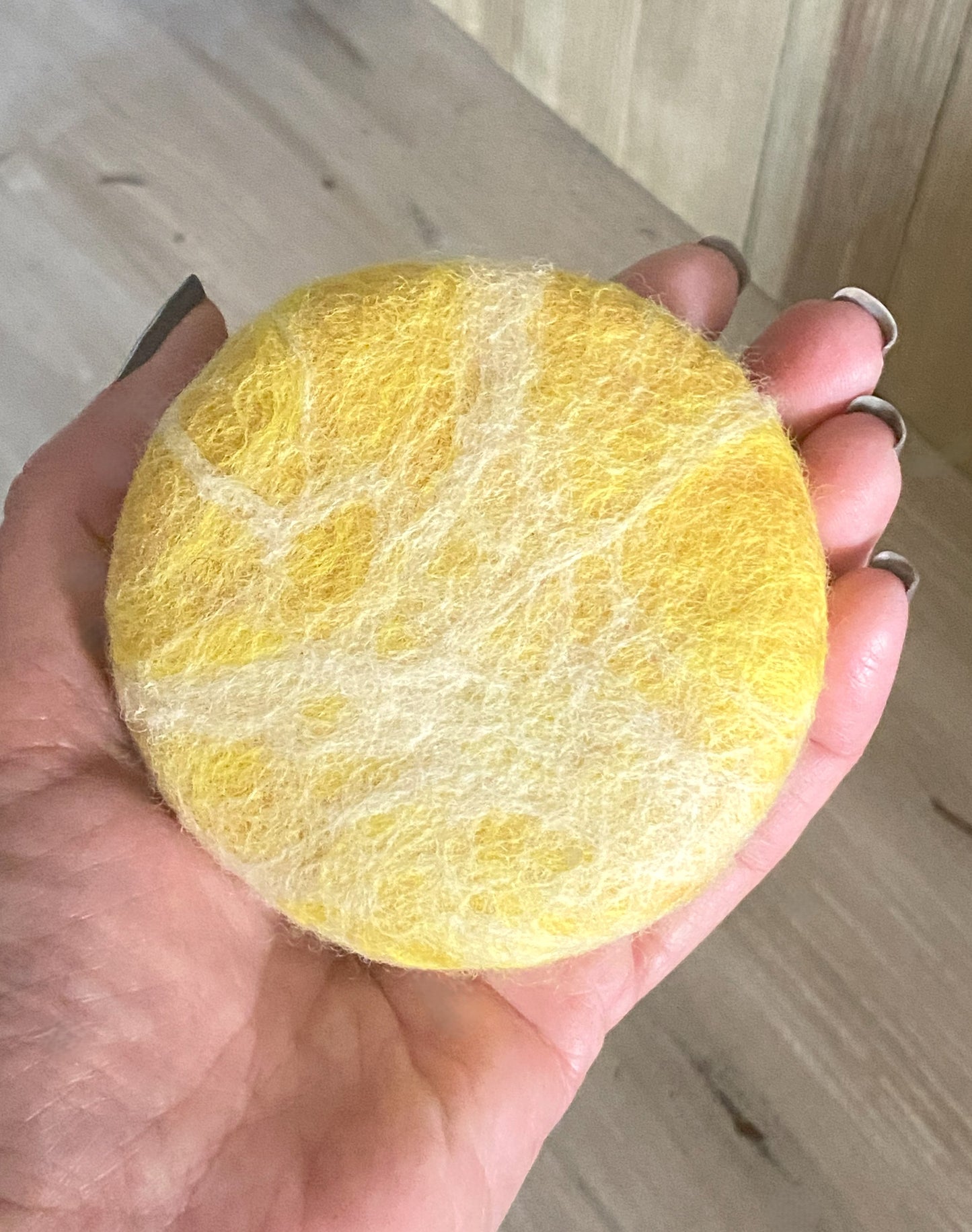 Round Lemon Meringue Felted Soap Bar